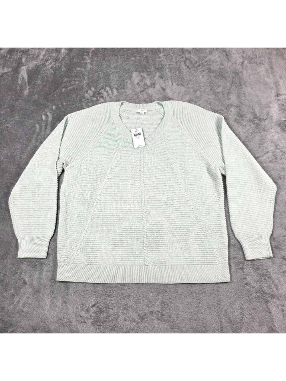 J Jill Sweater Small Green Dolman Sleeve Ribbed Relaxed Fit Beachy Lagenlook NEW
